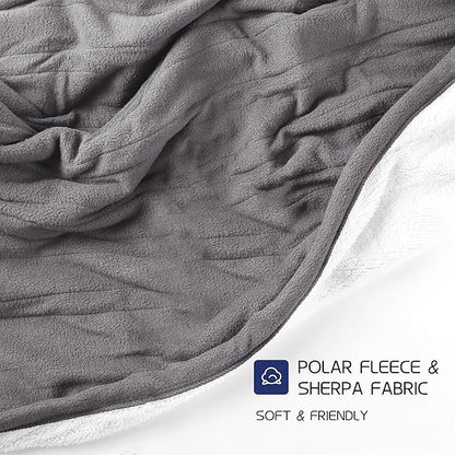 Heated Electric Throw Blanket 50" x 60" Size, Polar Fleece 4 Temperature Settings & 3 Hours Auto-Off Soft Fleece Cozy and Comfortable Machine Washable, Home Office Use - Light Grey