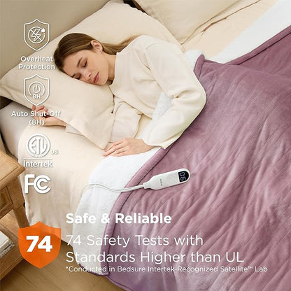 Bedsure Electric Blanket Twin - Soft Flannel Heated Blanket, Fast Heating with 10 Time Settings & 6 Heat Settings, Warm Gifts for Women Grandma (62x84 inches, Pink)