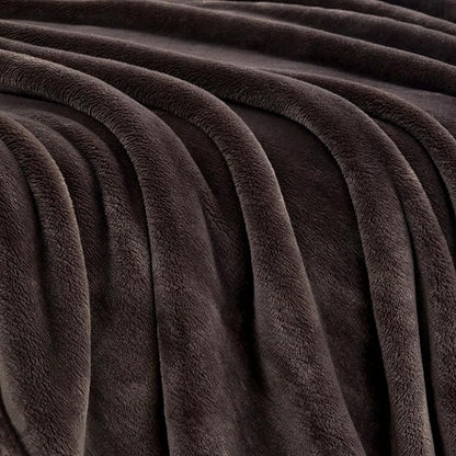 Mellowdy Extra Thick Hearty Plush Flannel Blanket (Peat Brown, 90x90) - 500GSM King Size Warm Blanket for Winter, Fall | Soft, Fluffy, Cuddly, Perfect for Bed, Oversized Throw for Couch, Sofa