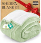 Utopia Bedding Sherpa Blanket California King Size (Sage Green, 102x96 Inches) - Soft Lightweight Plush Fleece Reversible Blanket for Bed, Sofa, Couch, Camping and Travel