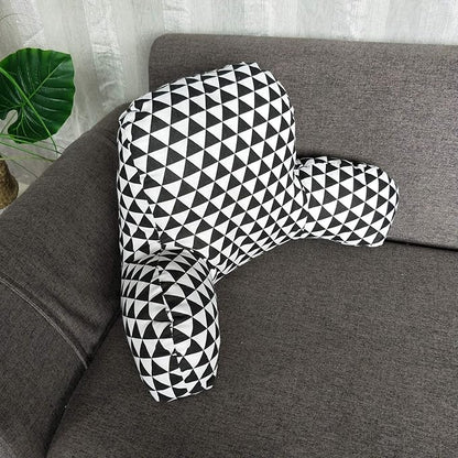 Bohemian Printed Reading Pillow with Support Arms Soft Bed Rest Pillows Back Support Cushion fo Kids Reading Watching TV Sitting Up in Bed (20"×15"×8",Black White)