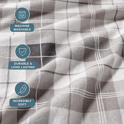 Bare Home Cotton Flannel Sheet Set Prints, 100% Cotton, Velvety Soft Heavyweight - Double Brushed for Softness & Comfort - Deep Pocket - Bed Sheets - Cotton - Flannel - Printed (Twin, Quarry Plaid)