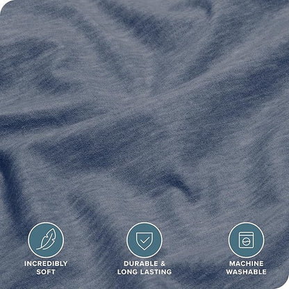 Bare Home Flannel Sheet Set Prints, 100% Cotton, Velvety Soft Heavyweight - Double Brushed Flannel for Extra Softness & Comfort - Deep Pocket - Bed Sheets (Split King, Heathered Indigo)