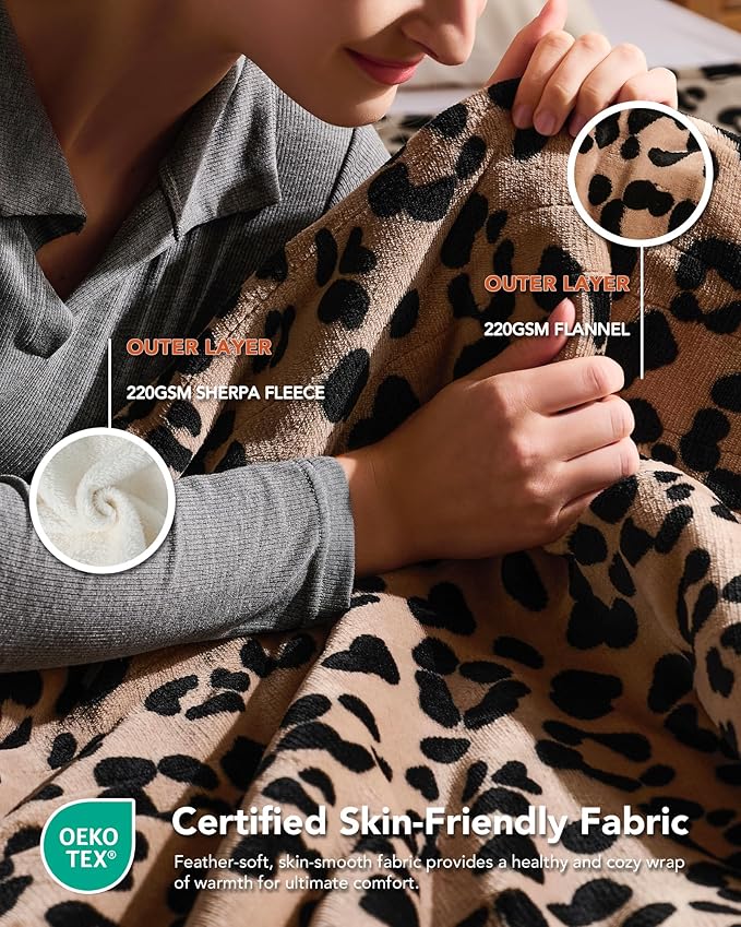 Homemate Heated Blanket Electric Throw - 50"x60" Heating Blanket Throw 1/2/4/6/8 Hours Auto-Off 10 Heat Level Over-Heat Protection Flannel Sherpa ETL Certification