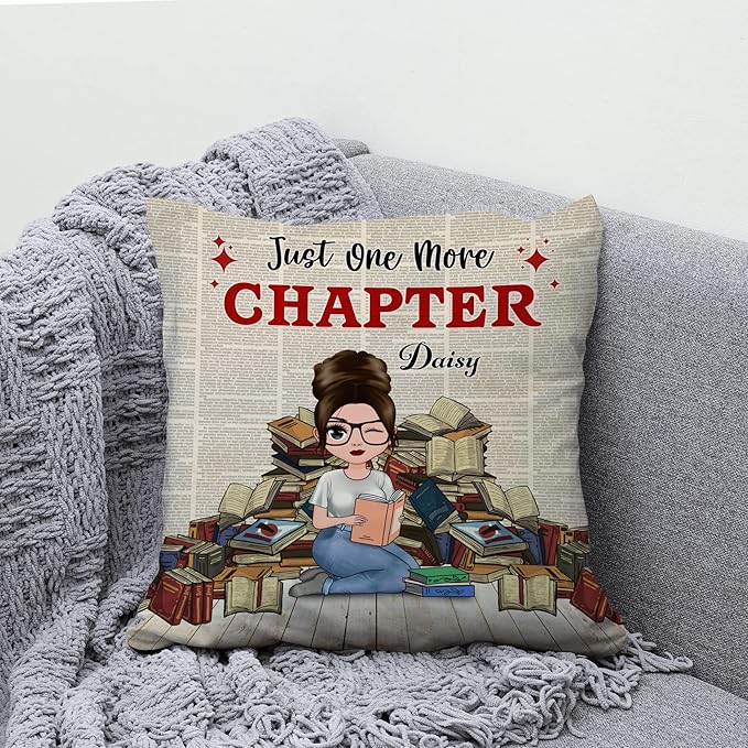 Hyturtle Personalized Funny Book Pillow (Insert Included) Gifts for Girl Women - Book Lover Gifts - Birthday Gifts for Book Lovers Librarian - Custom Name Sofa Couch Cushion Home Decor Pillow
