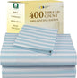 California Design Den Printed Twin XL Sheet Sets - 400 Thread Count Sateen, Natural 100% Cotton Sheets, Deep Pockets, and Durable Bedding Set - Cape Stripe