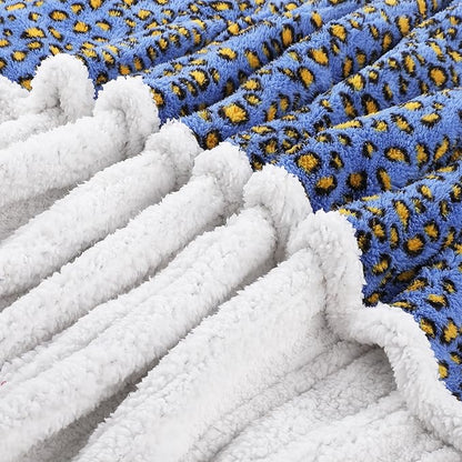 Electric Heated Blanket Throw 50"×60" with 6 Heating Levels &3 Hours Auto Off, Heating Double Sided Plush Sherpa, Fast Heating, Machine Washable Leopard Print Blue & Yellow