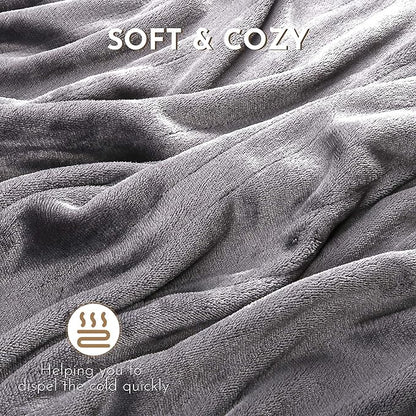 Electric Heated Blanket 72" x 84" Full Size Soft Flannel, 4 Heating Levels ＆ 10 Hours Auto Off, Machine Washable - Light Grey