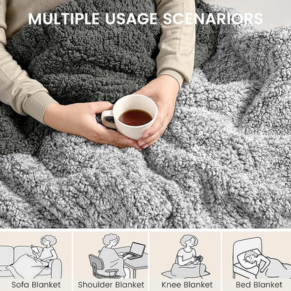 Heated Blanket Electric Blanket Twin - Fast Heating Blanket Throw Double Sided Sherpa Ultra Soft Cozy with 10 Heating Levels & 2-10 Hours Auto Off, Mashine Washable, 62 x 84 Inches, Grey Twin