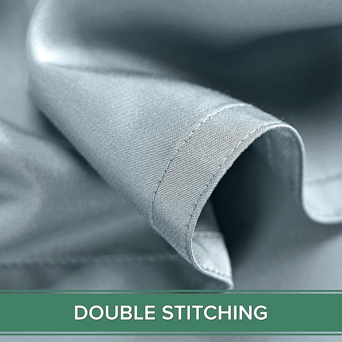 King Pillowcases by Pure Bamboo, Genuine 100% Organic Viscose Derived from Bamboo, Luxuriously Soft & Cooling, Double Stitching, Envelope Closure (2 King Pillowcases, Sterling Blue)