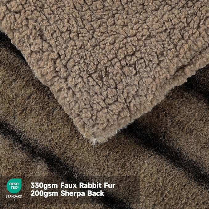 Heated Blanket Electric Throw- 50"x60" Soft Thick Faux Fur Electric Blanket for Sofa with 5 Heat Levels & 4 Hours Auto-Off Overheat Protection, Warm Cozy Gifts, Brown