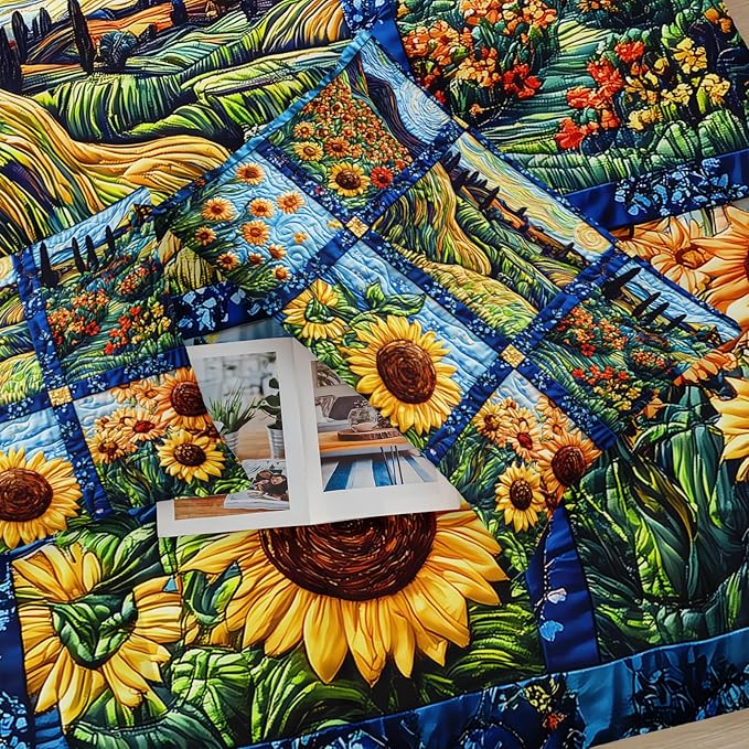 Yellow Sunflower Full Size Comforter Set，Bedding Full Size Quilts Sunflower，Rustic Farmhouse Bedroom Set Bedding Set，with 1 Comforter with 2 Pillow Case