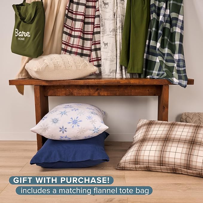 Bare Home Flannel Sheet Set 100% Cotton, Velvety Soft Heavyweight - Double Brushed Flannel - Deep Pocket (Queen, Sage)