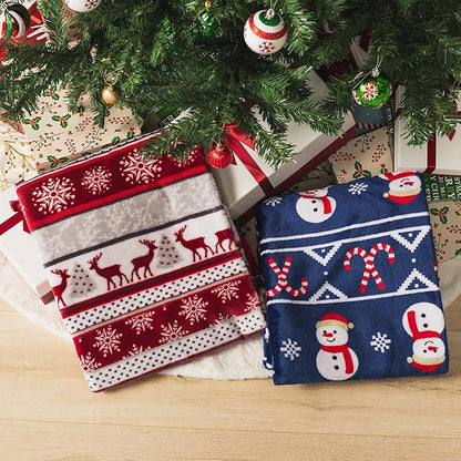 PAVILIA Christmas Sherpa Throw Blanket, Red & White Snowflake, Reindeer, Reversible Fleece & Sherpa Cozy Winter Blanket for Couch & Bed, 50x60, Christmas & Holiday Decor