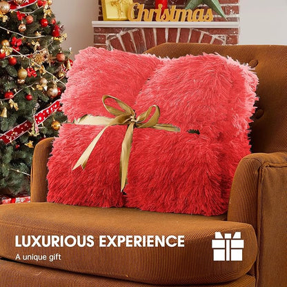 Heated Electric Blanket Twin,Warm Winter Birthday Gifts for Women Her Grandma–Faux Fur with Soft Sherpa,10 Heat Settings,5 Time Settings with Fast Heating, 62x84, Ruby Wine