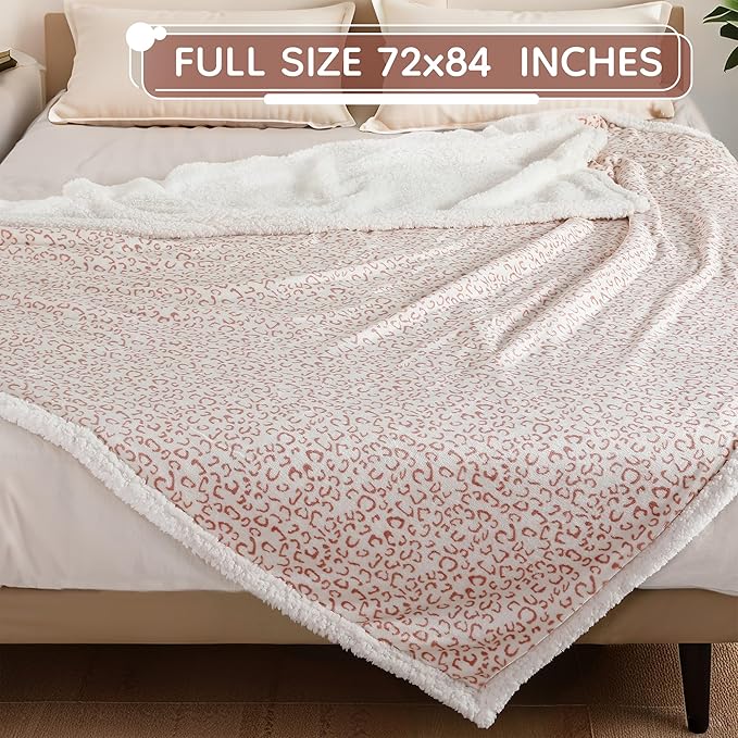 Electric Heated Blanket Full Size 72x84 - Leopard Print Flannel Soft Heating Blanket with 10 Heat Levels & Auto Shut Off, Machine Washable Warm Throw for Bed Couch, Brown White