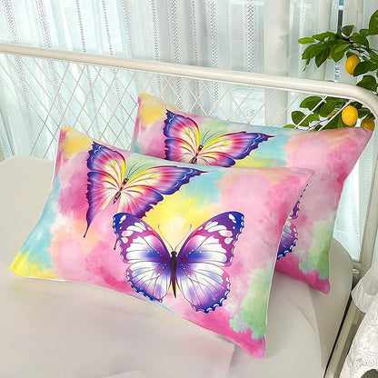 CVHOUSE Butterfly Duvet Cover Set Full Size,Butterfly Bedding Set,Butterflies Printed Comforter Cover Set for Girls Kids Teens,1 Quilt Cover 2 Pillowcases 3 Piece