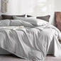 JELLYMONI 100% Washed Cotton Duvet Cover Twin – Soft, Breathable Linen-Look Bedding with Natural Wrinkle Texture, Button Closure, 3-Piece Set (Pale Grey, 68"x90")
