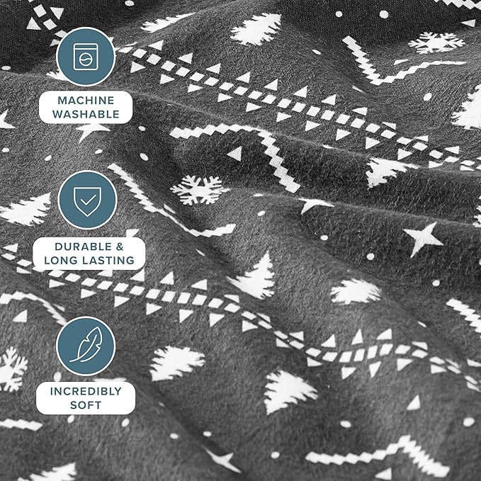 Bare Home Flannel Sheet Set Prints, 100% Cotton, Velvety Soft Heavyweight - Double Brushed Flannel for Extra Softness & Comfort - Deep Pocket - Bed Sheets (Twin, Winter Alpine)