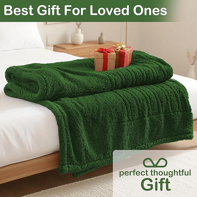 Electric Heated Blanket Full Size 72"×84" with 6 Heating Levels & 1-10Hs Auto Off, Heating Blanket Double Sided Plush Sherpa, Fast Heating, Machine Washable for Christmas Gift - Green
