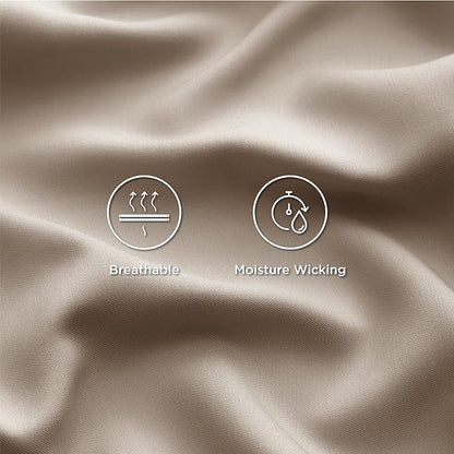 Bedsure Cooling Sheets Twin XL, Rayon Derived from Bamboo, Breathable & Soft Twin XL Sheet Sets, Deep Pocket Up to 16 Inches, Hotel Luxury Silky Dorm Bedding for Hot Sleepers, Simply Taupe