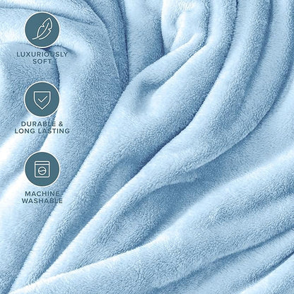 Bare Home Fleece Blanket - King Size - Ultra-Soft Lightweight for Bed, Sofa, and Couch - Luxury Microplush - Cozy Warm Blanket (King, Light Blue)
