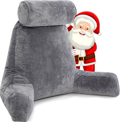 Husband Pillow XXL - Reading Pillow Bed Chair with Arms & Back Support - Dark Grey - Back Pillow for Sitting Up - Bed Rest Arm Pillow - Comfy Reading Pillow for Adults