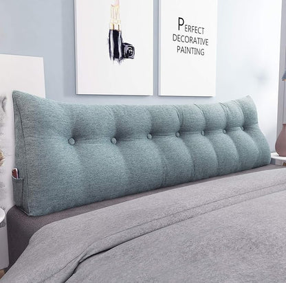 Wedge Headboard Pillow Dorm Room Reading Pillow Back Support for Sitting Up in Bed Bolster Lumbar Cushion Body Positioning Bedrest Gift for Mom Cotton Linen 76in Gray King