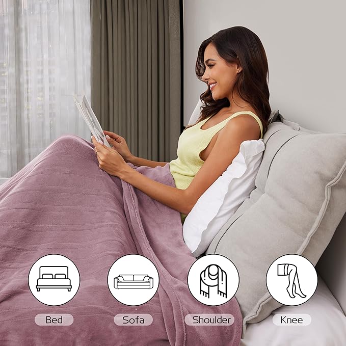 Electric Heated Blanket 72"x84" Full Size, Soft Coral Fleece with 4 Heating Levels and 10 Hours Auto-Off, Machine Washable, Cozy Plush Fabric for Home, Purple