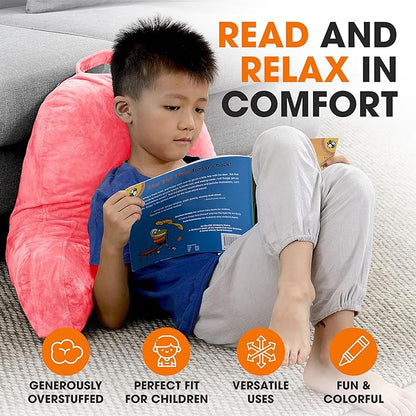 Cheer Collection Reading Pillow with Arms – Portable Bed Pillow for Sitting Up & Support, Foam-Filled Back Rest Pillow for Sitting in Bed & Couch, Machine Washable, Hot Pink