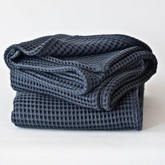 Premium Waffle Blanket California King Size Anthracite - 100% Turkish Cotton, Light and Airy Waffle Weave All-Season Quilt - Luxury Decorative Bedspread (Anthracite, 95" x 126" Inch)