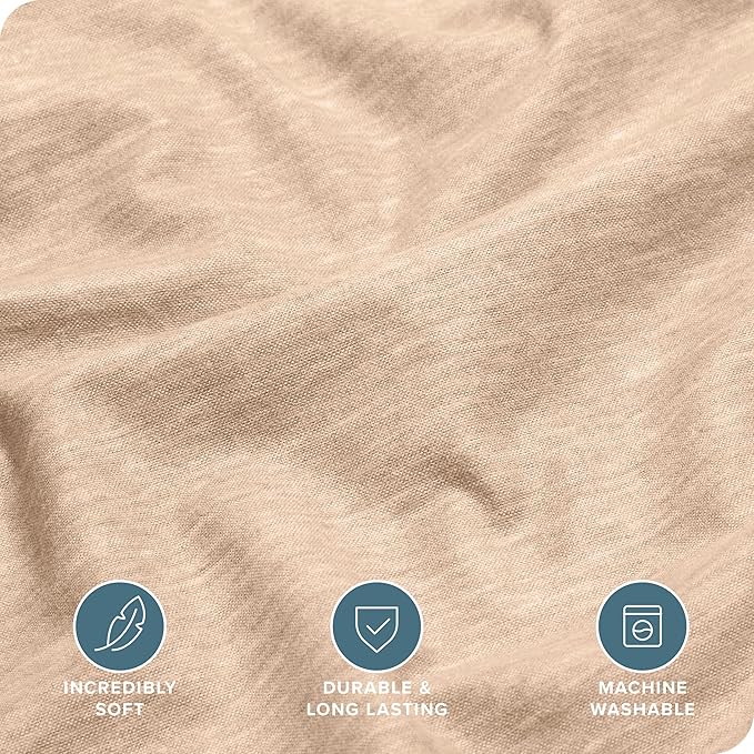 Bare Home Flannel Sheet Set Prints, 100% Cotton, Velvety Soft Heavyweight - Double Brushed Flannel for Extra Softness & Comfort - Deep Pocket - Bed Sheets (King, Heathered Oatmeal)