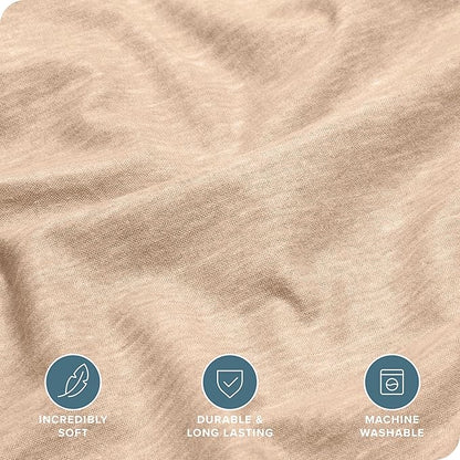 Bare Home Flannel Sheet Set Prints, 100% Cotton, Velvety Soft Heavyweight - Double Brushed Flannel for Extra Softness & Comfort - Deep Pocket - Bed Sheets (King, Heathered Oatmeal)