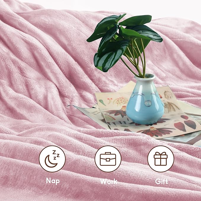 Electric Heated Blanket Full Size 72×84, Breathable & Luxurious Flannel,Soft Warm Gift with Over-Heat Protection,4 Heating Levels & 10 H Auto Shut Off, Machine Washable, Light Pink
