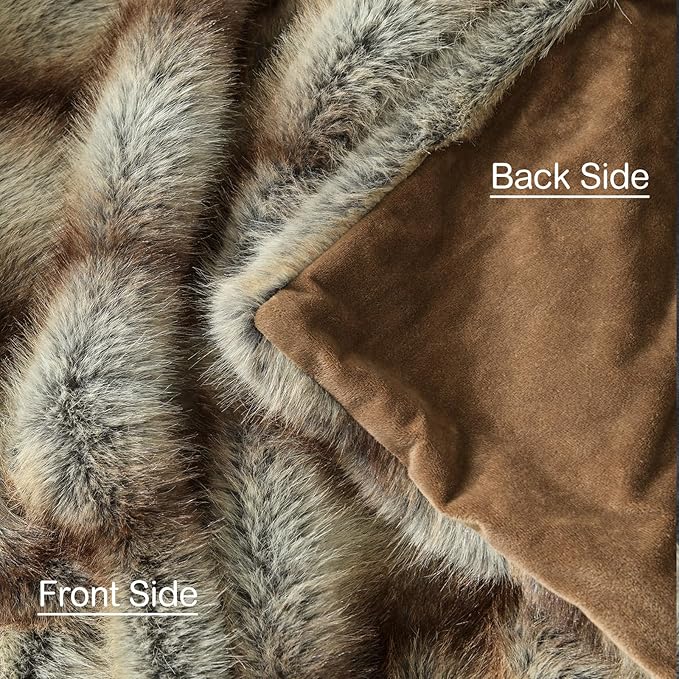 HORIMOTE HOME Luxury Plush Blanket, Soft & Cozy Fur Throw Blanket for Couch, Bed and Sofa, Fluffy Faux Fur Throw, with Shed-Free Design, 50x60 Inches Decorative Blankets, Brown Taupe Stripes