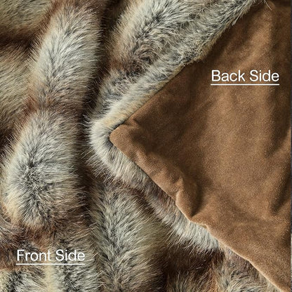 HORIMOTE HOME Luxury Plush Blanket, Soft & Cozy Fur Throw Blanket for Couch, Bed and Sofa, Fluffy Faux Fur Throw, with Shed-Free Design, 60x80 Inches Decorative Blankets, Brown Taupe Stripes