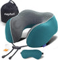 napfun Neck Pillow for Traveling, Upgraded Travel Neck Pillow for Airplane 100% Pure Memory Foam Travel Pillow for Flight Headrest Sleep, Portable Plane Accessories, Luxury Sets (Optional), Teal