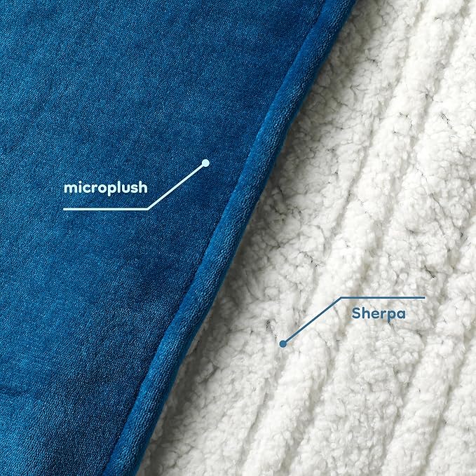 Electric Heated Blanket Queen Size - 84"x90", Soft Flannel Heating Blanket, 10 Heating Levels, 1-12 H Auto Shut Off, Dual Controllers, Breathable Warm and Washable for Bed, Lake Blue