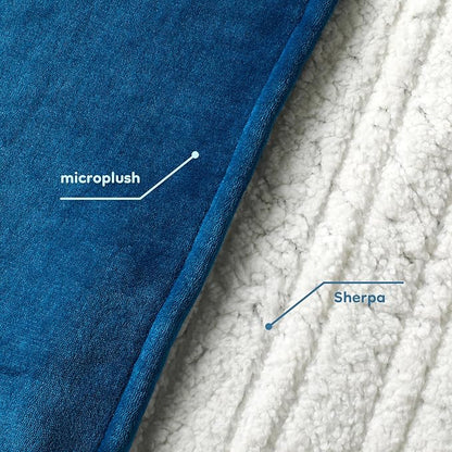 Electric Heated Blanket Queen Size - 84"x90", Soft Flannel Heating Blanket, 10 Heating Levels, 1-12 H Auto Shut Off, Dual Controllers, Breathable Warm and Washable for Bed, Lake Blue