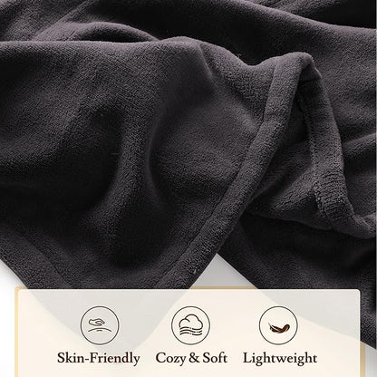 Electric Heated Blanket 50"x60" Throw Size - 4 Heat Settings, 3H Auto Shut Off, Ultra-Soft Coral Fleece Heated Blanket with Overheat Protection, Fast Heating, Cozy and Comfortable, Dark Gray