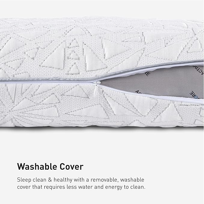 Bedgear Storm Performance Pillow – 0.0 - Cooling Bed Pillow for Hot Sleepers - Medium Firmness Pillow for All Sleep Positions, Washable & Removable Cover - 20" W x 26" L x 4.75" H
