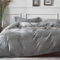 JELLYMONI Cotton Duvet Cover Cal King Size - Black Vertical Pinstriped Comforter Cover with Button 100% Washed Cotton 3PCS Breathable Soft Bedding Set Duvet Cover 104×98in & 2 Pillowcases