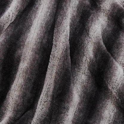 Electric Heated Blanket Throw Size 50" x 60", Super Cozy Warmth Soft with 4 Heating Levels & 4 Hours Auto Off, Plush Faux Fur & Sherpa, Machine Washable, Home Office Use, Gray White