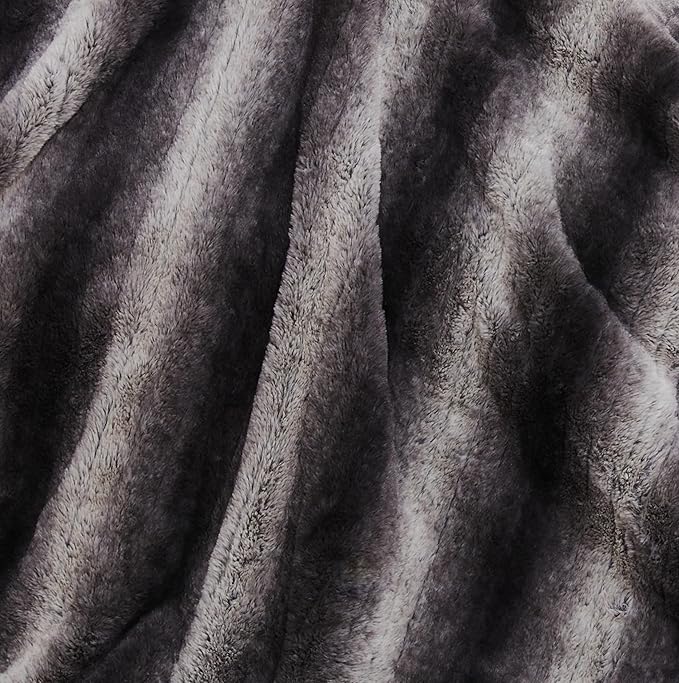 Electric Heated Blanket Throw Size 50" x 60", Super Cozy Warmth Soft with 4 Heating Levels & 4 Hours Auto Off, Plush Faux Fur & Sherpa, Machine Washable, Home Office Use, Gray White