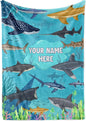 Personalized Shark Blanket for Kids - Ships Next Day and Made in USA - Soft Fleece Throw Bed, Cute Room Decor, Plush Sofa Couch Cover, Lightweight Baby Shark Toys, Custom Gift (Sherpa – 50x60)