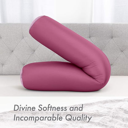 Case Only - Body Pillow Cover Stylish Silky Super Soft - 85% Spandex/ 15% Nylon, Beauty - Anti Wrinkle, Anti Aging Prevention - Breathable Pillowcase - Gentle on Hair Size 48 X 8, Burgundy - Merlot