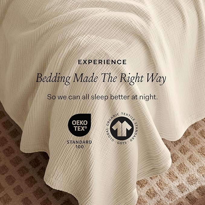 BOLL & BRANCH Dream Bed Blanket - King/Cal King, Mist - Luxury 100% Organic Cotton - Soft, Lightweight and Breathable - Cloud-Like Touch