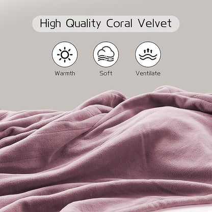 Electric Heated Blanket 50"x60" Throw Size, Soft Coral Fleece with 4 Heating Levels and 3 Hours Auto-Off, Machine Washable, Cozy Plush Fabric for Home, Purple