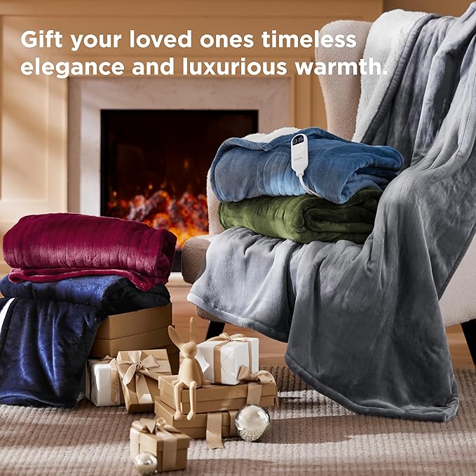 Bedsure Electric Blanket Twin - Soft Flannel Heated Blanket, Fast Heating with 10 Time Settings & 6 Heat Settings, Warm Gift for Grandma (62x84 inches, Cream)