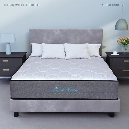DreamSphere 14-inch Twin Hybrid Mattress, Medium Firm Gel Memory Foam Mattress, CertiPUR-US Certified, Mattress in a Box, Twin Size Mattress